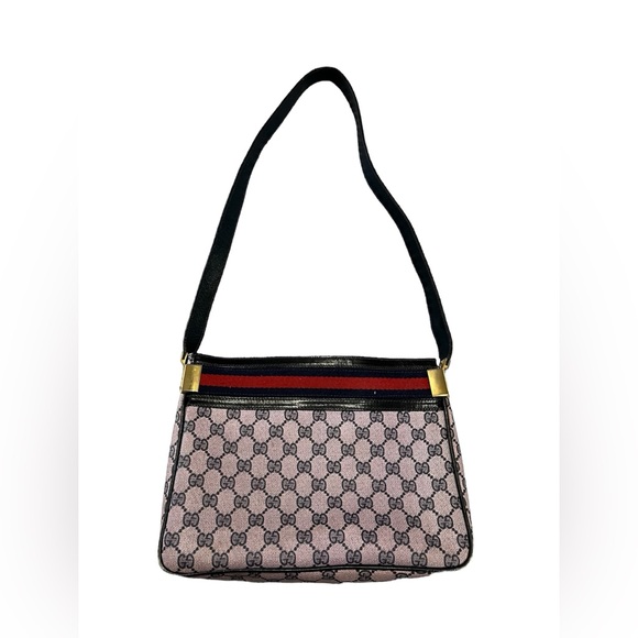 GUCCI Sherry Line Shoulder Bag Navy PVC Leather Purse - Picture 4 of 10